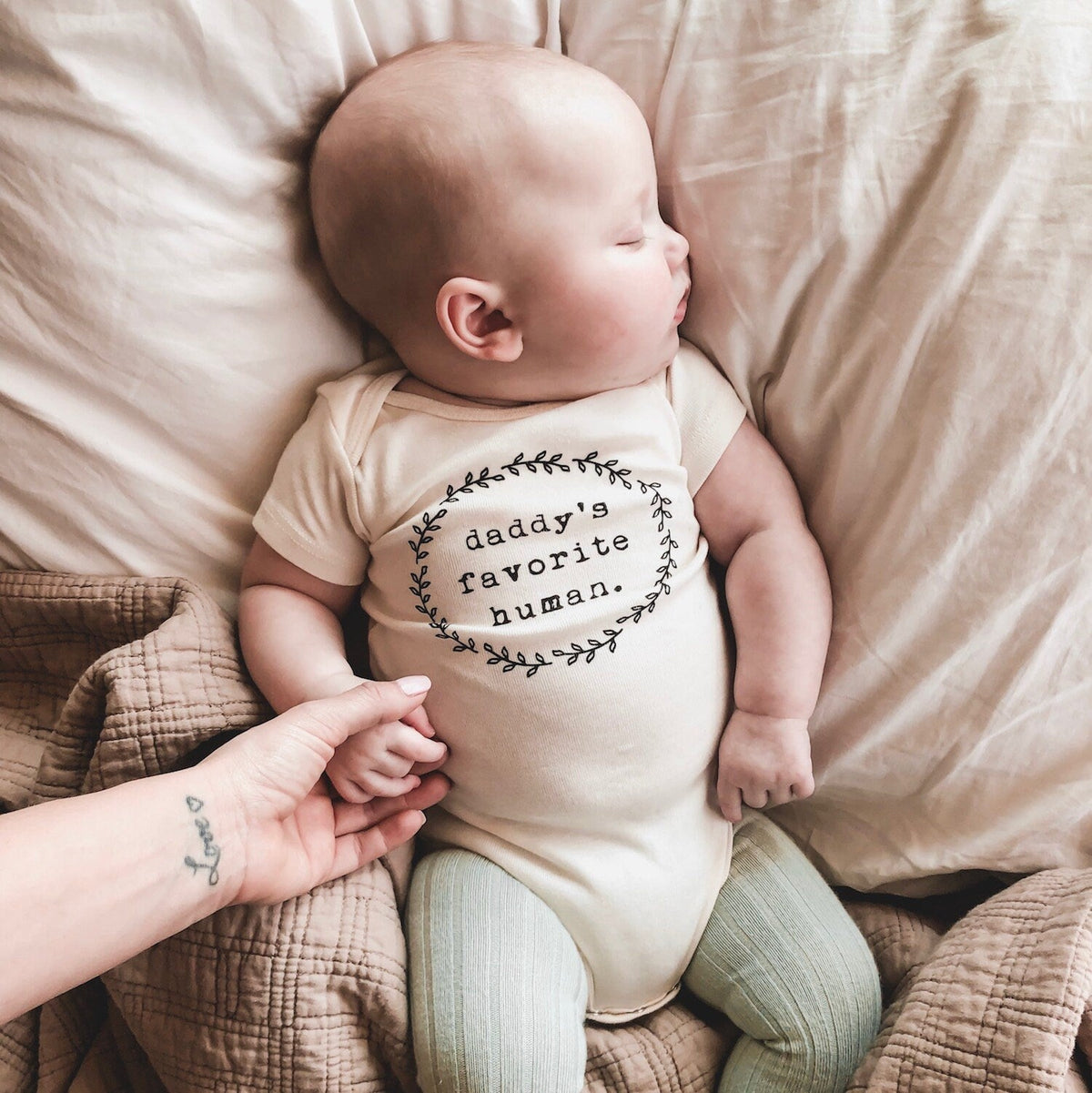 Daddy’s Favorite Human Organic Cotton Baby Bodysuit – Short Sleeve, 0–24M