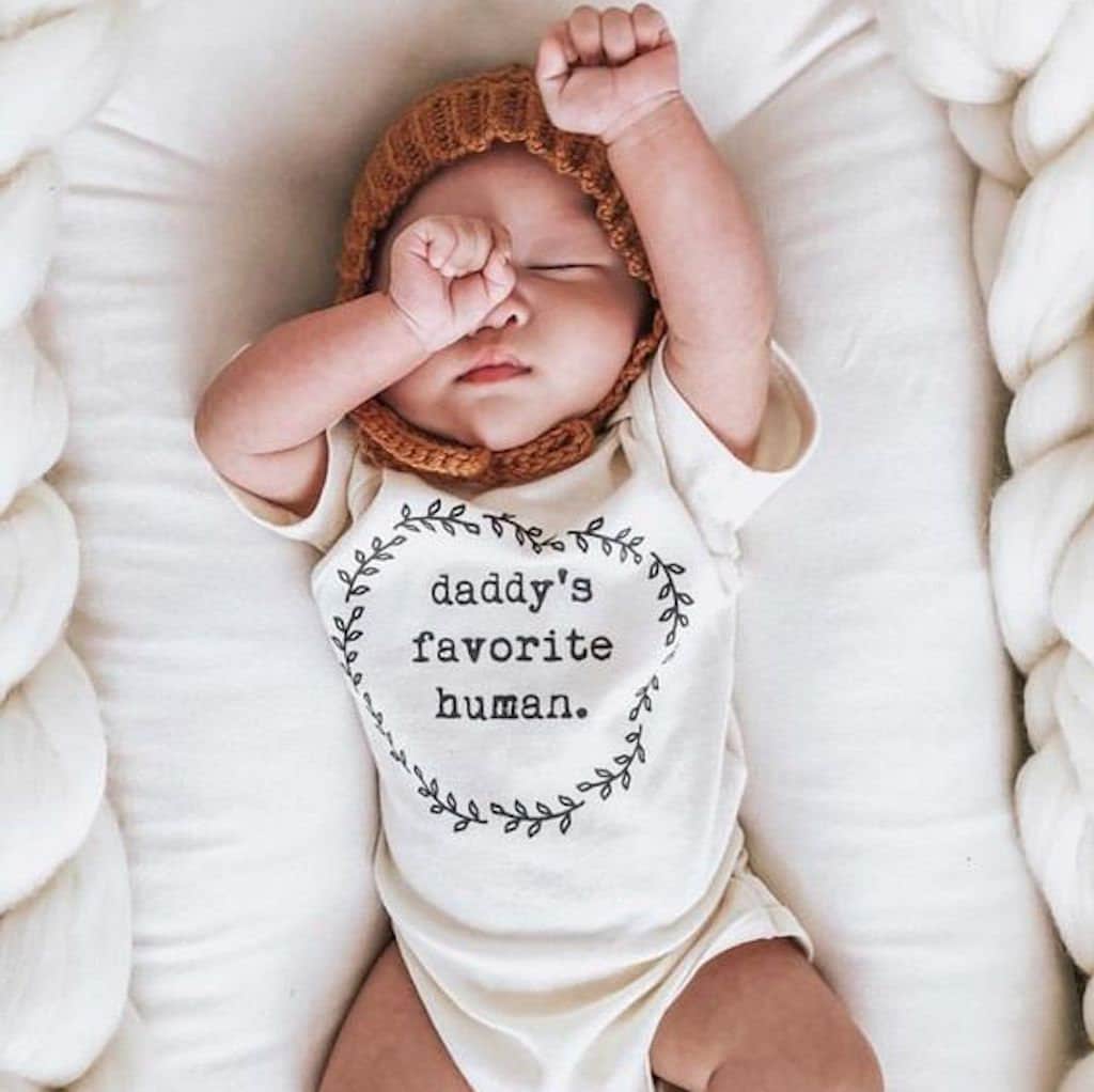 Daddy’s Favorite Human Organic Cotton Baby Bodysuit – Short Sleeve, 0–24M