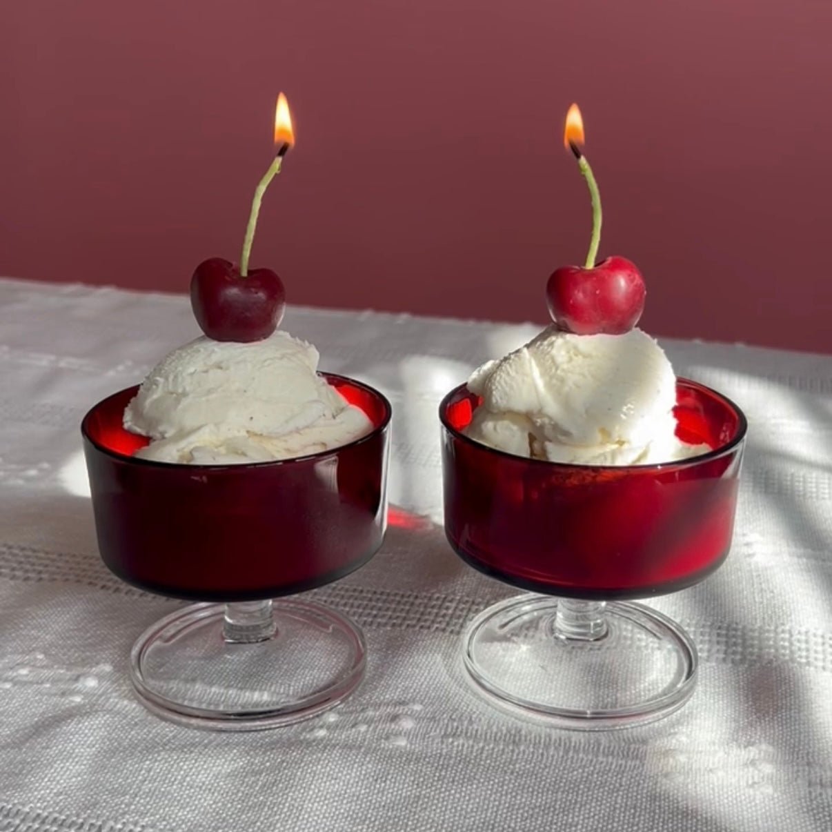 Beeswax Dark Red Cherry Candles