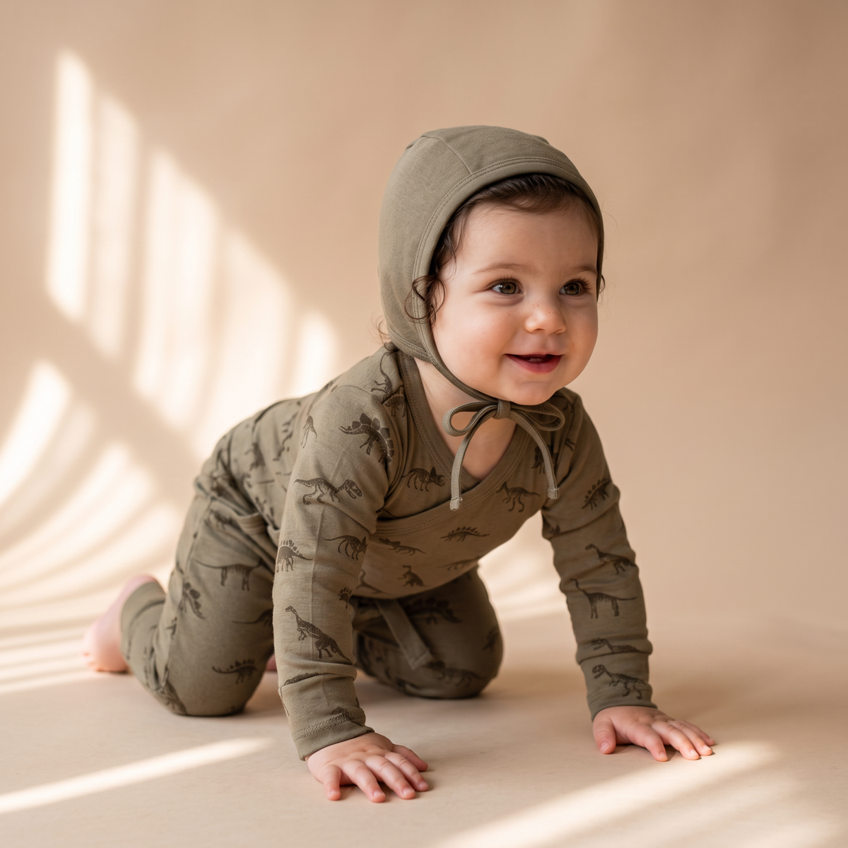 Organic Cotton Kimono Onesie & Pants Set for Babies – Dino