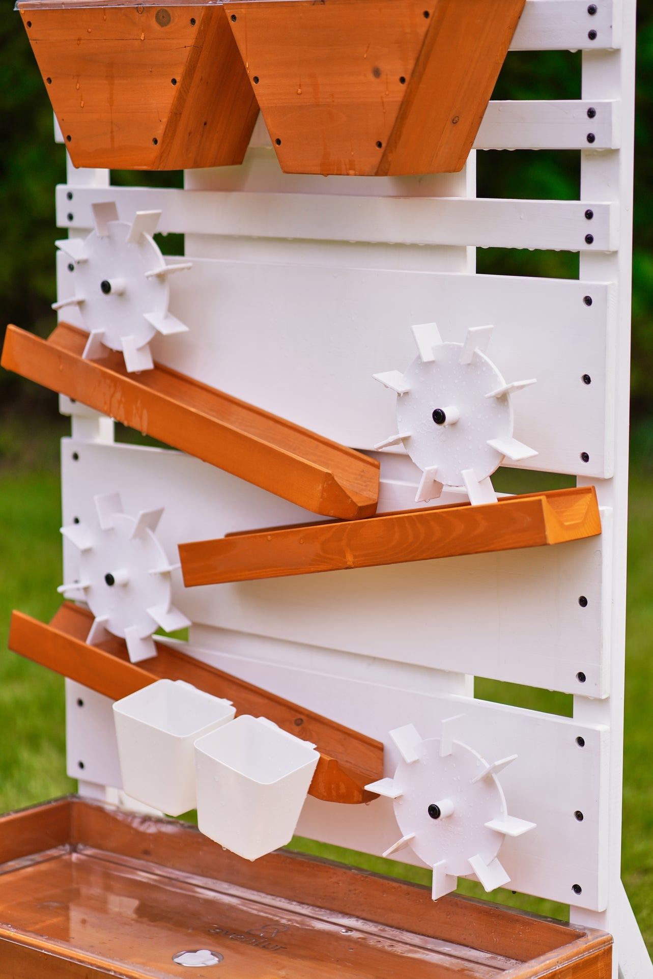 Avenlur Large Eco-Friendly Wooden Water Table – Multi-Level Sensory Play with Water Wheels & Tabletop