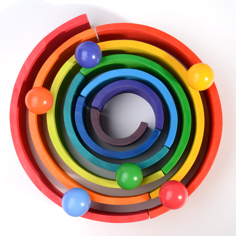 Green Elephant 6-Piece Rainbow Wooden Balls (1.8") – Loose Parts Play Set