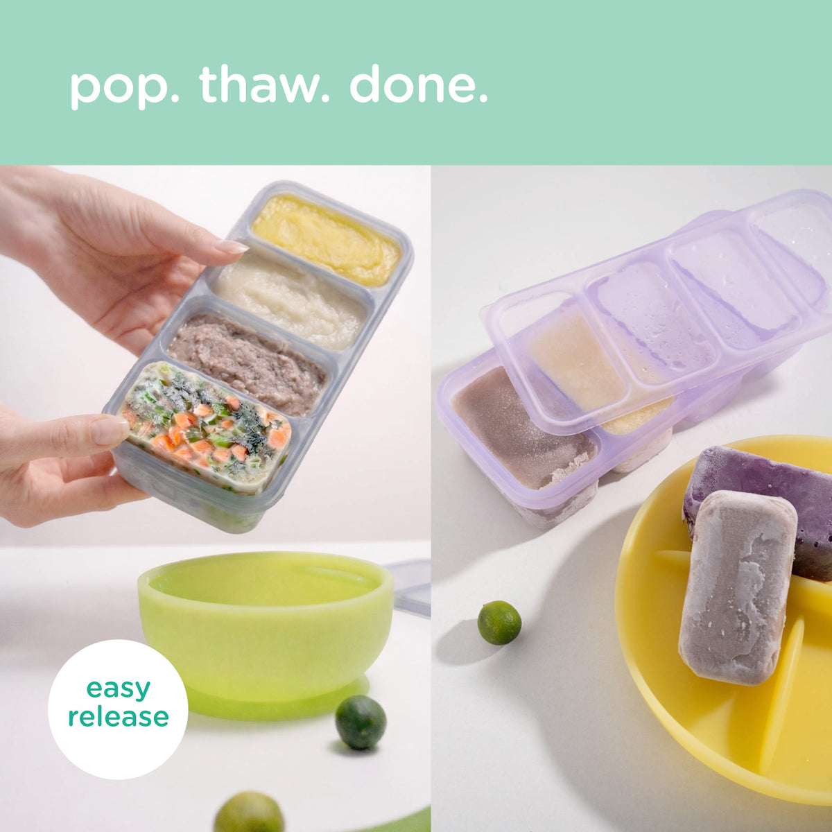 Olababy Silicone Baby Food Freezer Tray, 1/2 Cup Portions, with Lid