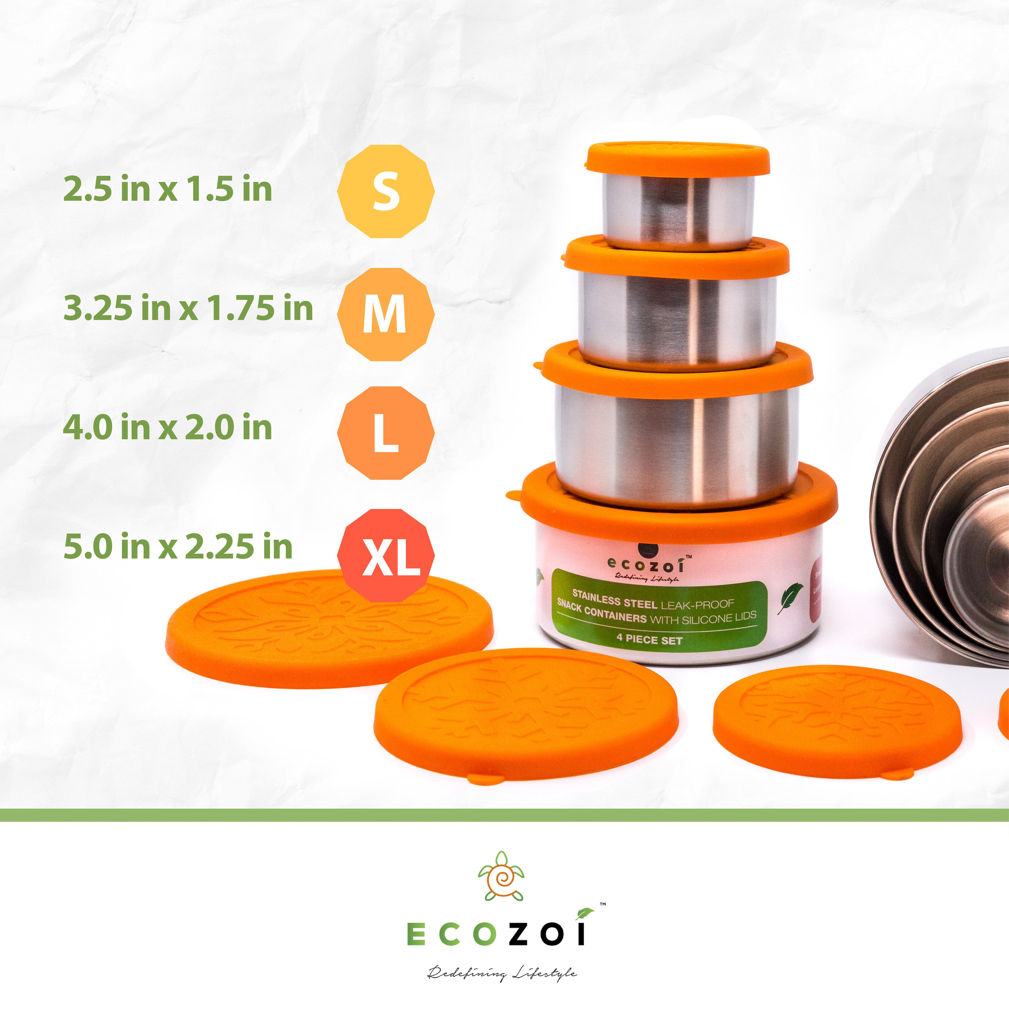 Eco-Friendly 4-Piece Stainless Steel Lunch Box Set - Thumbnail 5