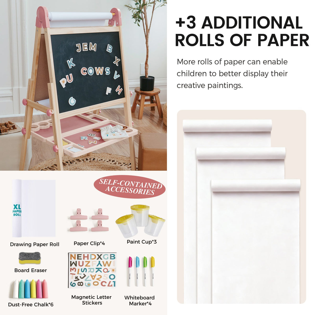 Tiny Land Magnitales Double-Sided Art Easel & Paper Roll Set