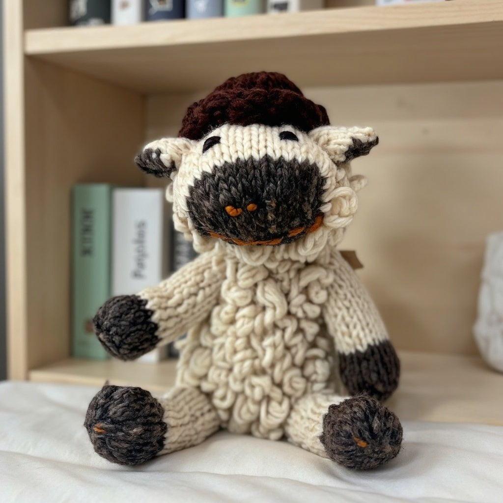 Finn + Emma Handmade Wool Knit Stuffy Buddy  | Sawyer the Sheep