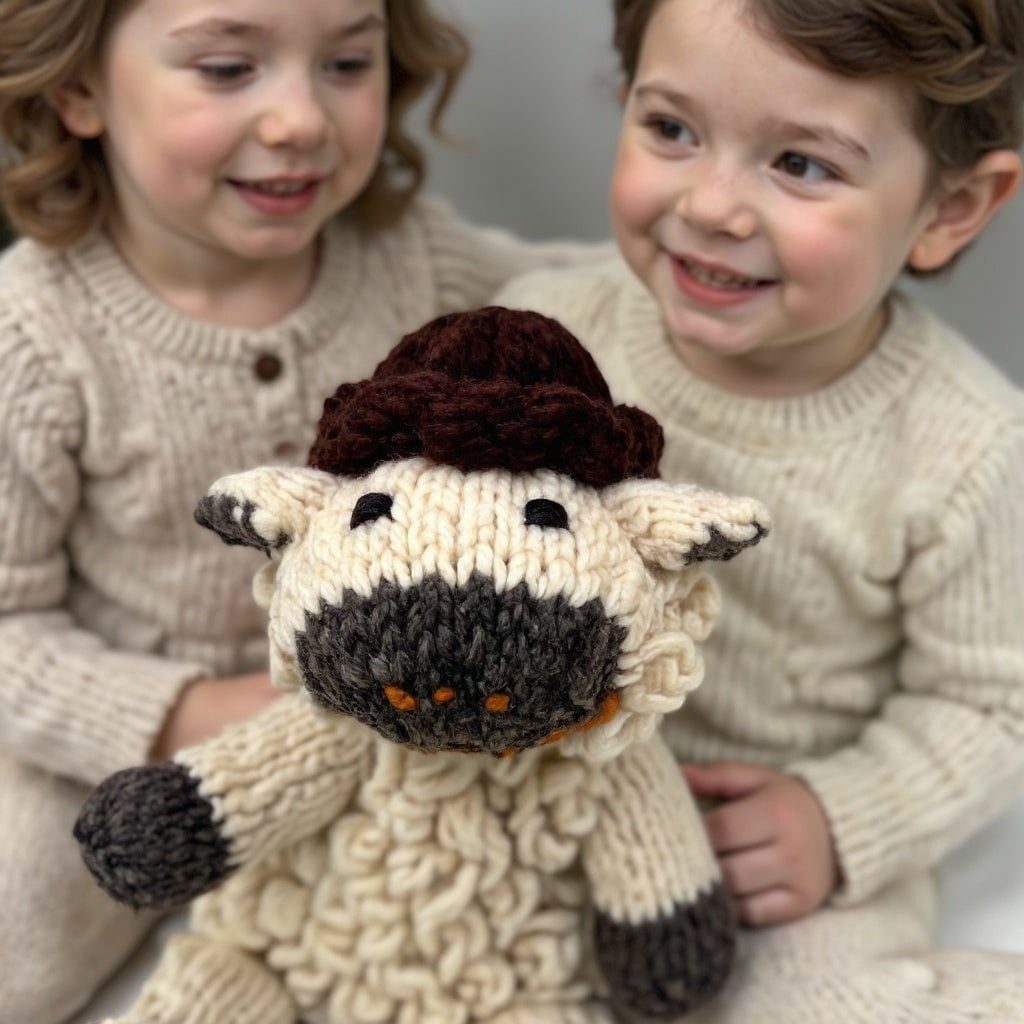 Finn + Emma Handmade Wool Knit Stuffy Buddy  | Sawyer the Sheep