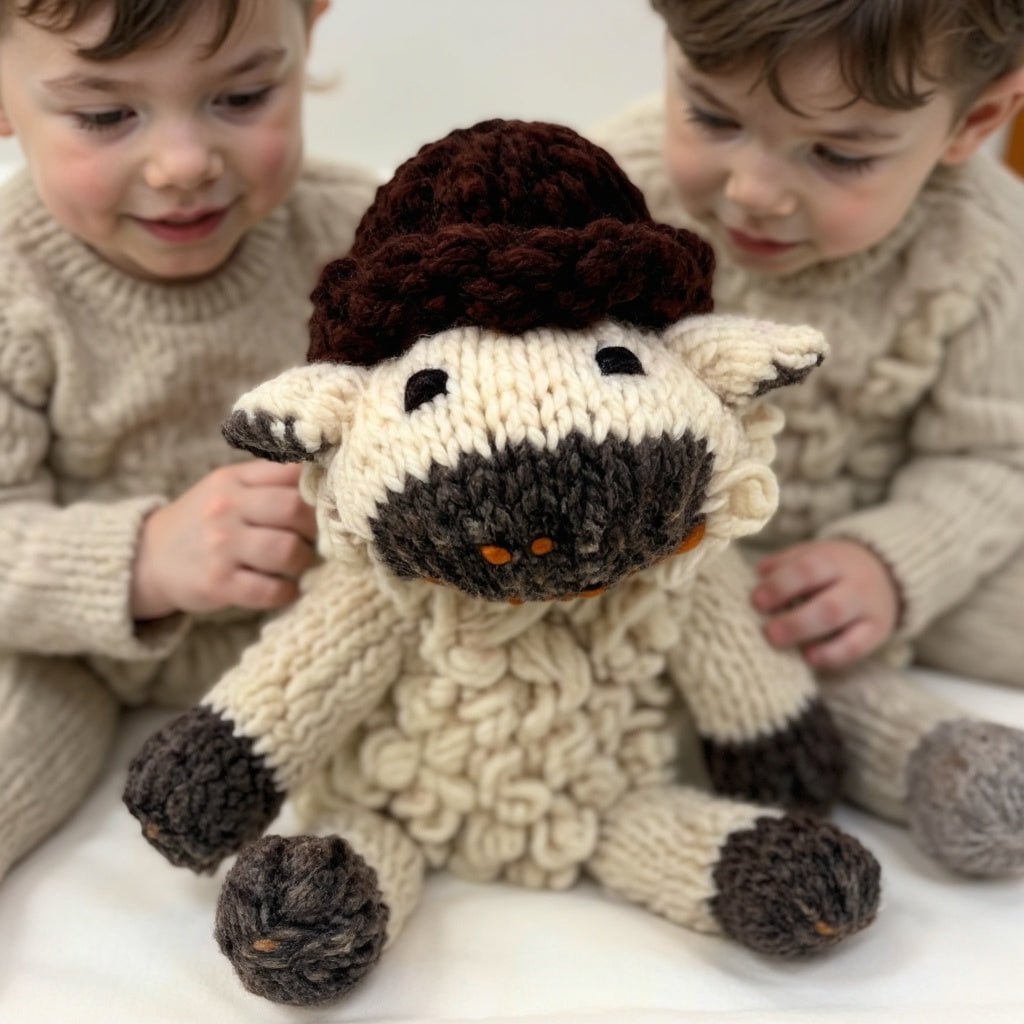 Finn + Emma Handmade Wool Knit Stuffy Buddy  | Sawyer the Sheep