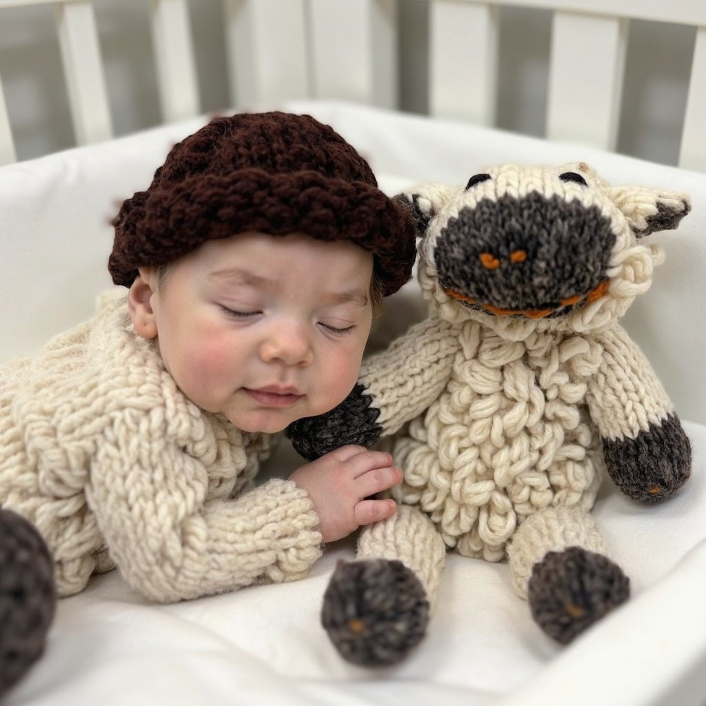 Finn + Emma Handmade Wool Knit Stuffy Buddy  | Sawyer the Sheep
