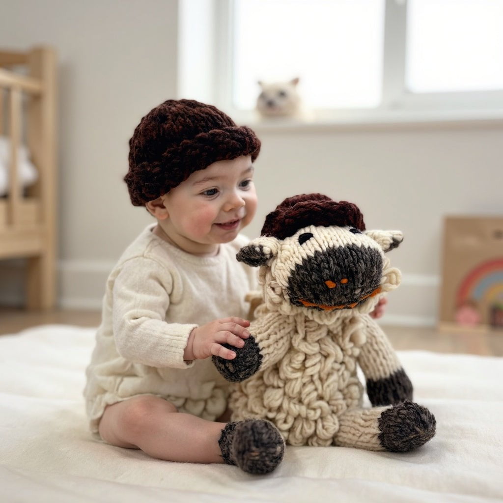 Finn + Emma Handmade Wool Knit Stuffy Buddy  | Sawyer the Sheep