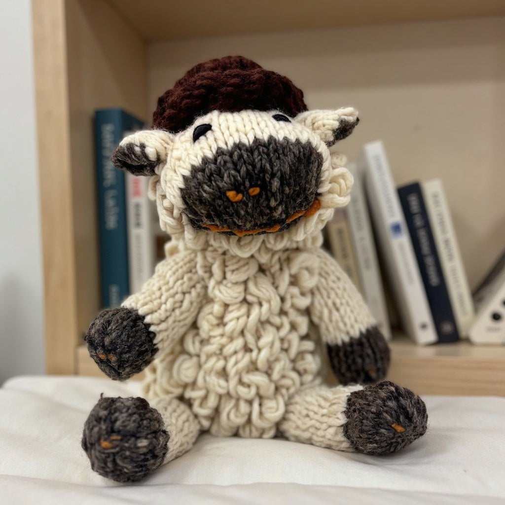 Finn + Emma Handmade Wool Knit Stuffy Buddy  | Sawyer the Sheep