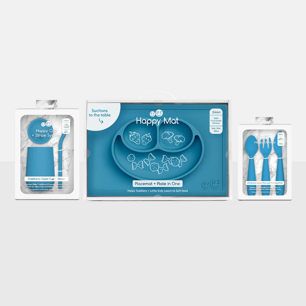 EZPZ Happy Feeding Set – Non-Toxic, Eco-Friendly Mealtime Set for Toddlers & Preschoolers (Ages 2+)