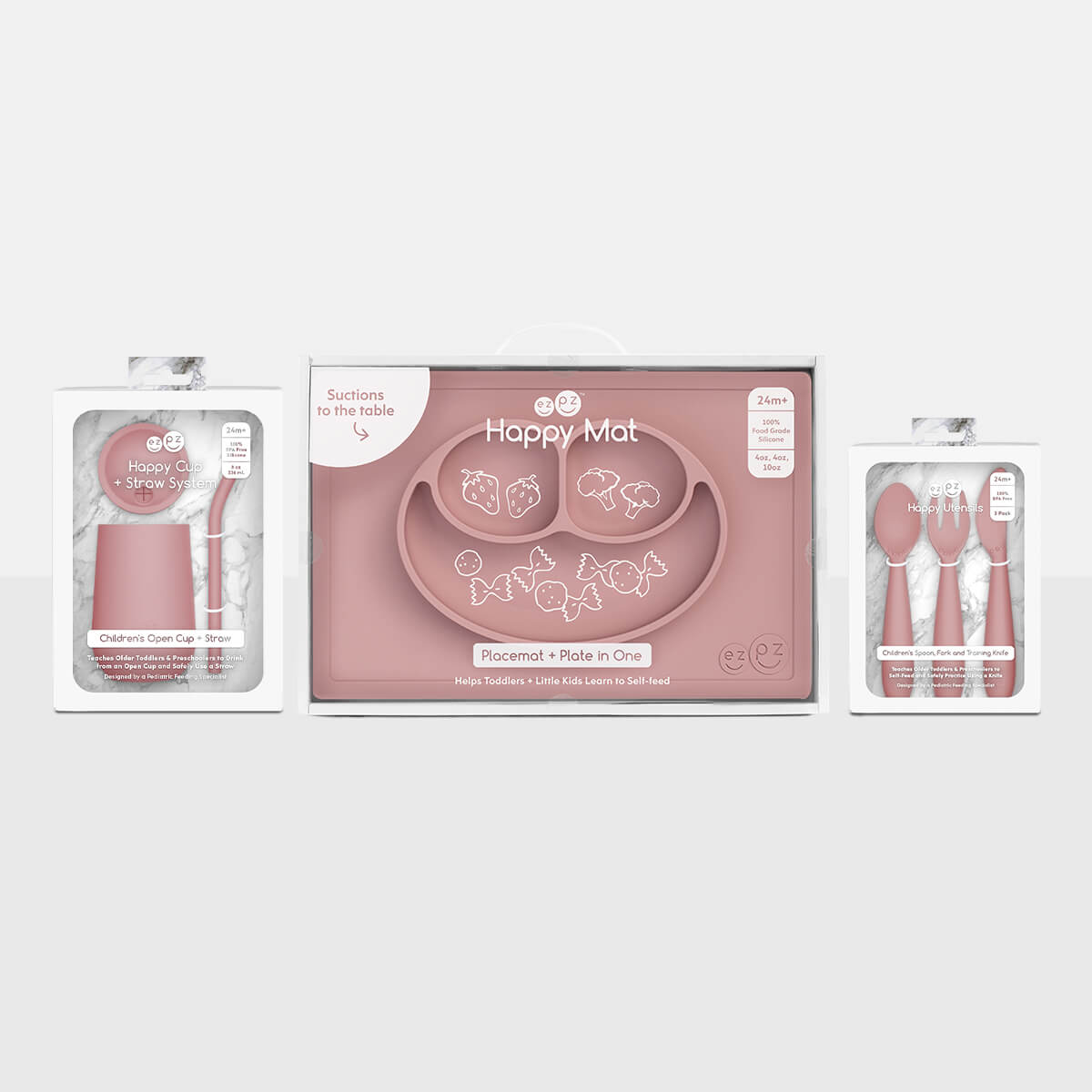 EZPZ Happy Feeding Set – Non-Toxic, Eco-Friendly Mealtime Set for Toddlers & Preschoolers (Ages 2+)