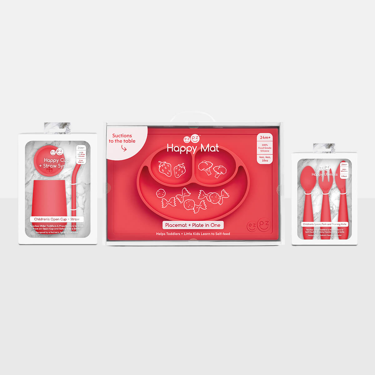 EZPZ Happy Feeding Set – Non-Toxic, Eco-Friendly Mealtime Set for Toddlers & Preschoolers (Ages 2+)