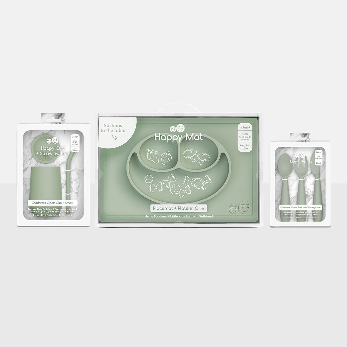 EZPZ Happy Feeding Set – Non-Toxic, Eco-Friendly Mealtime Set for Toddlers & Preschoolers (Ages 2+)