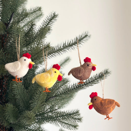 Backyard Chicken Ornament – Handmade Wool Felt Holiday Decor
