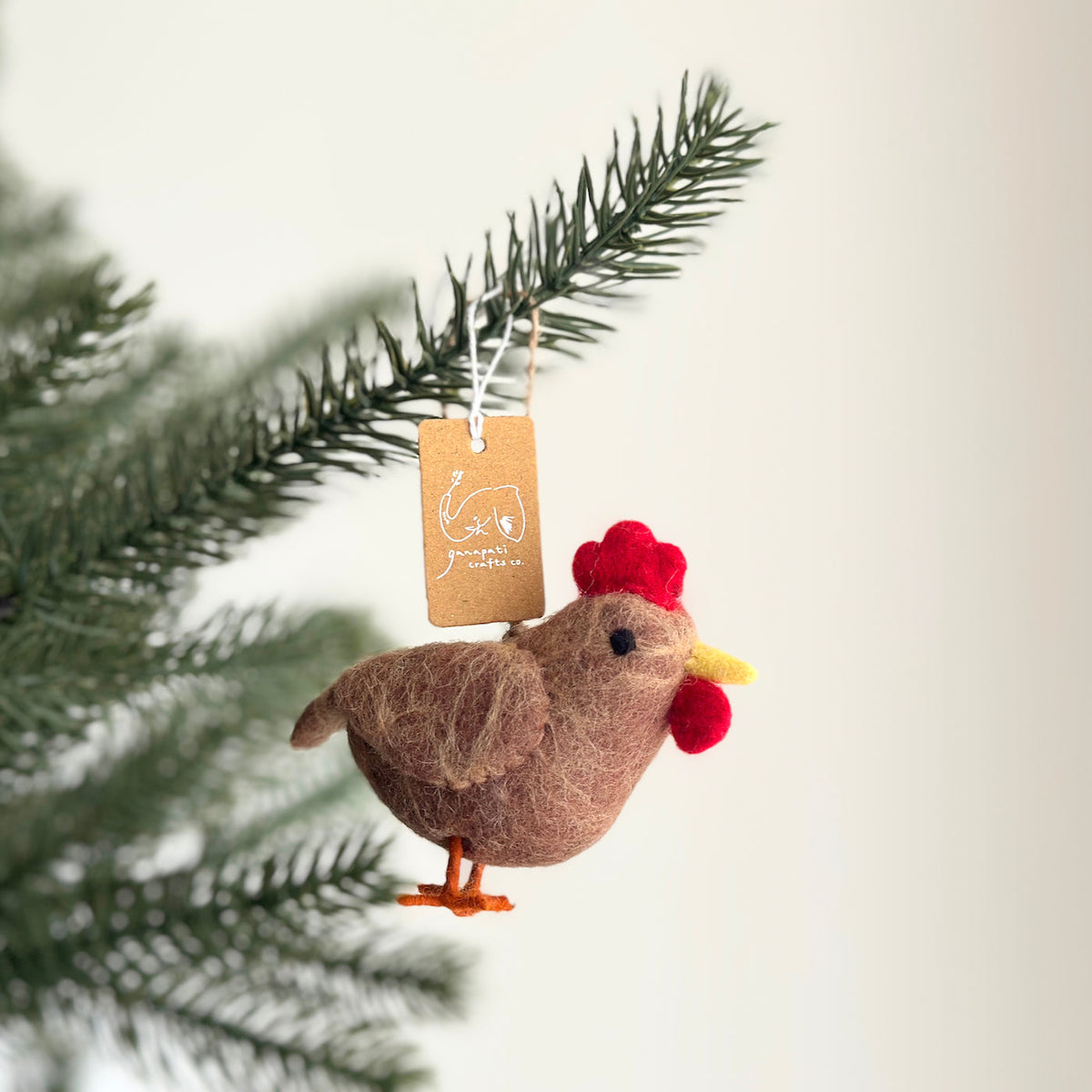 Backyard Chicken Ornament – Handmade Wool Felt Holiday Decor