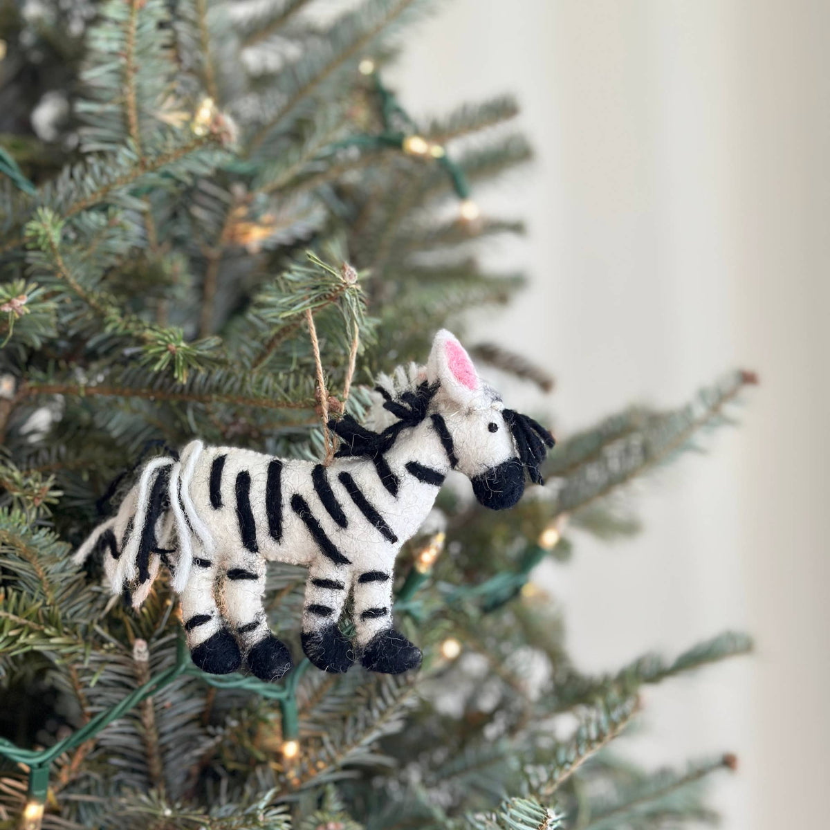 Safari Animals Christmas Ornament Set of 5 – Handmade Wool Felt Holiday Decor