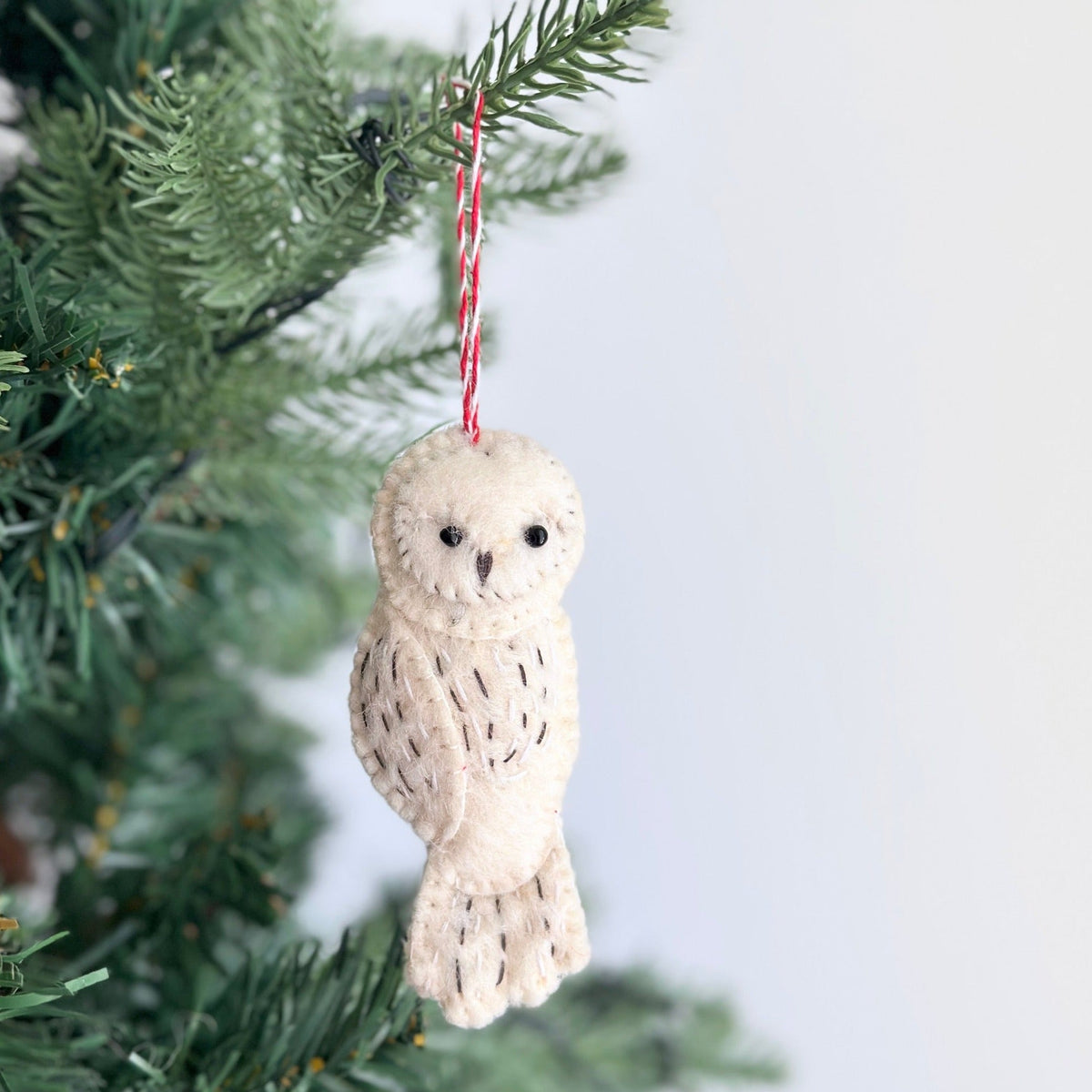 Hand-Stitched Owl Ornament Set of 3 – Handmade Wool Felt Holiday Decor