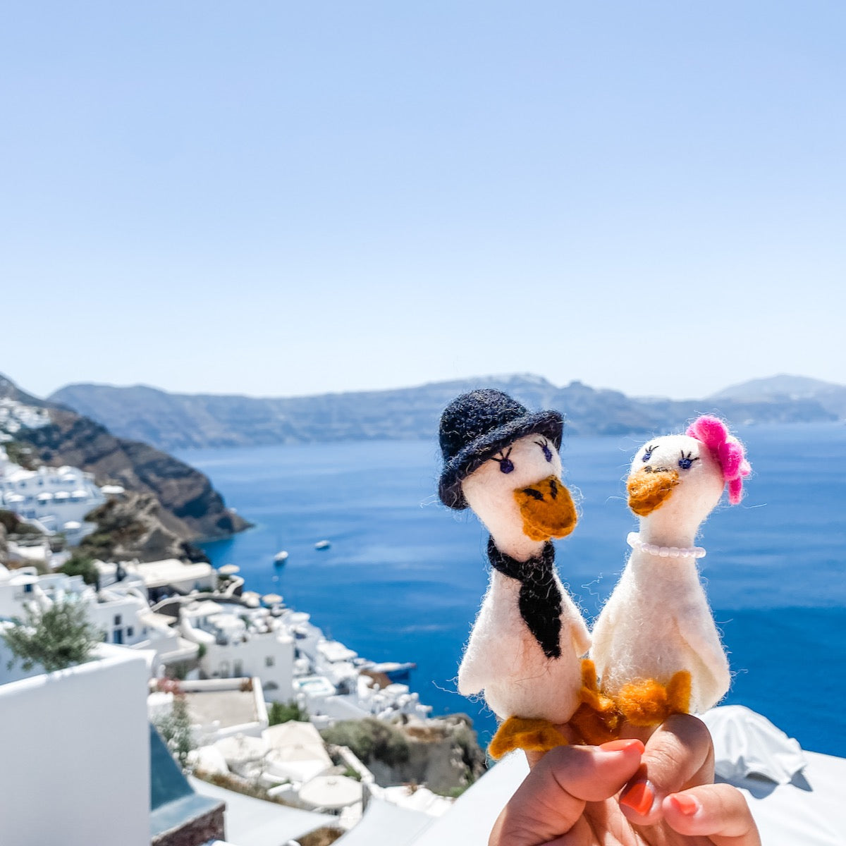 Felt Finger Puppets - Duck Couple on Honeymoon