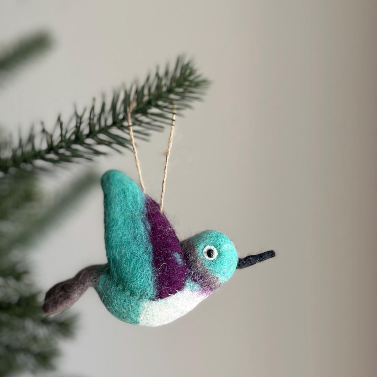 Hummingbird Ornament – Handmade Wool Felt Holiday Decor