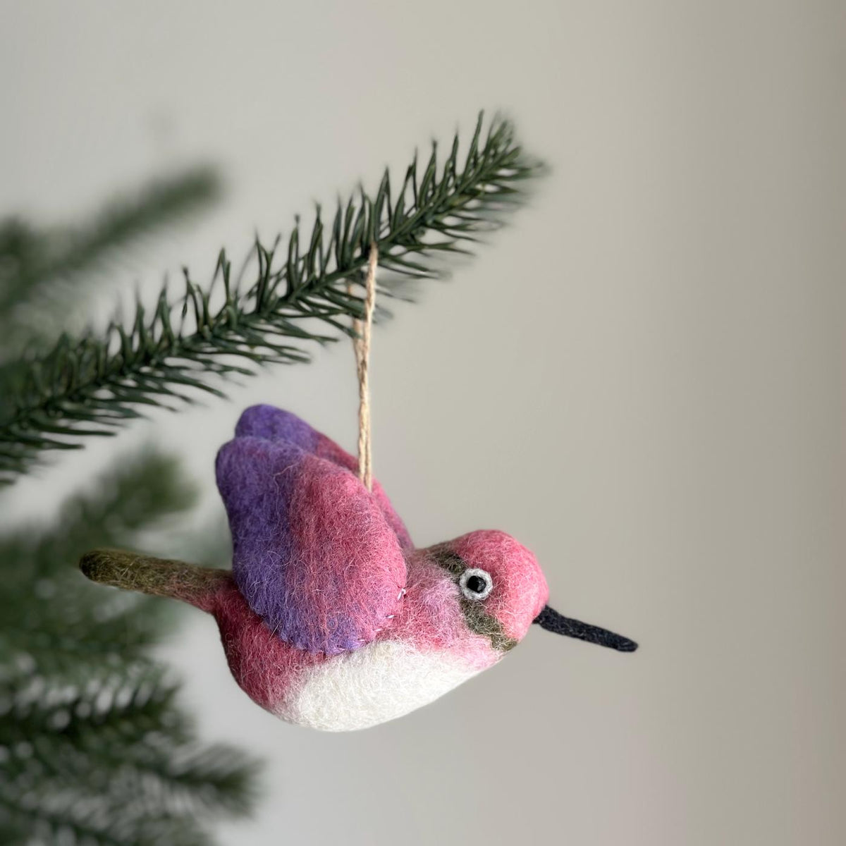 Hummingbird Ornament – Handmade Wool Felt Holiday Decor