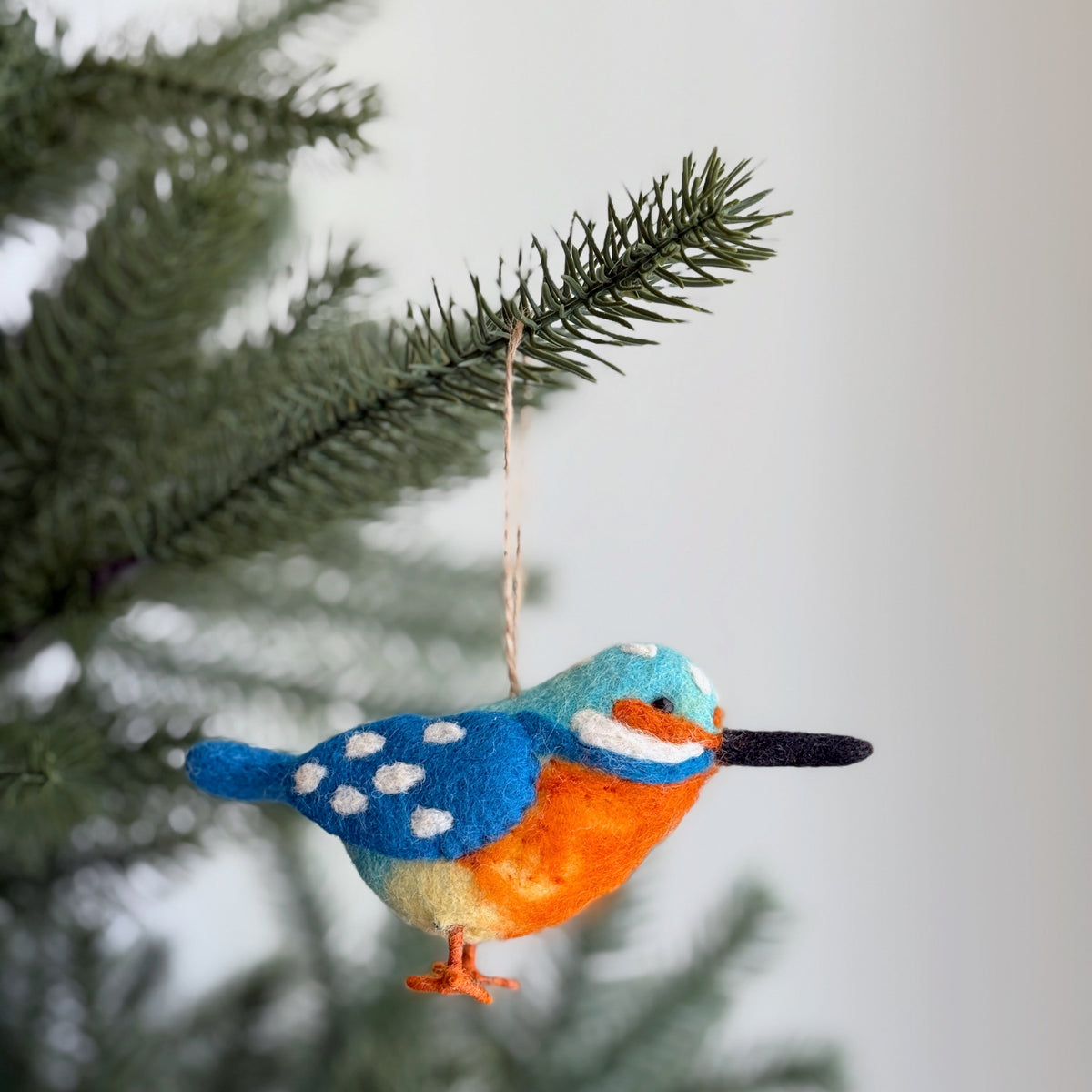 Kingfisher Ornament – Handmade Wool Felt Holiday Decor