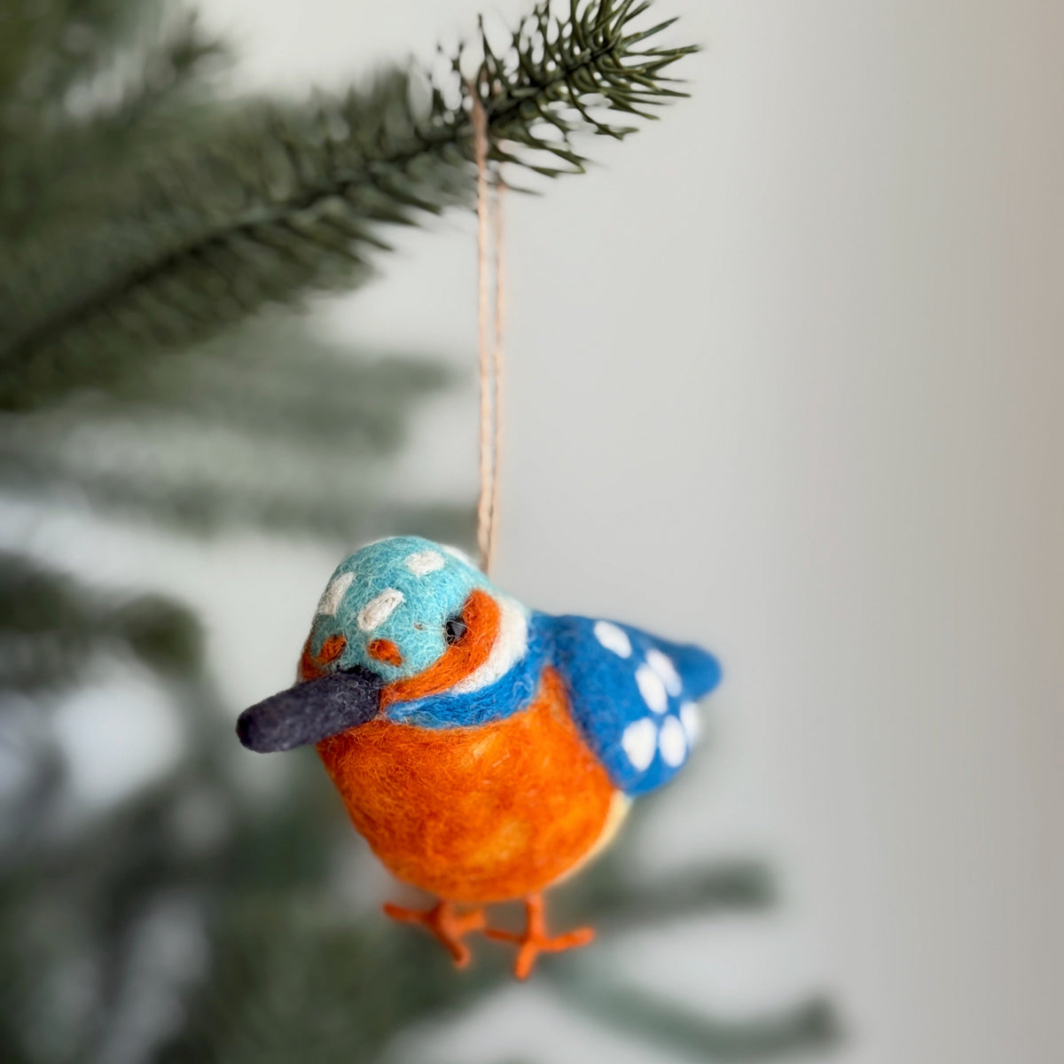 Kingfisher Ornament – Handmade Wool Felt Holiday Decor