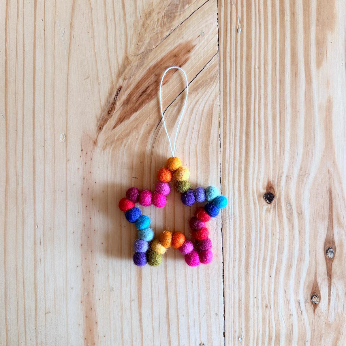Mini Pom Pom Wreath Ornament – Handmade Wool Felt Holiday Decor