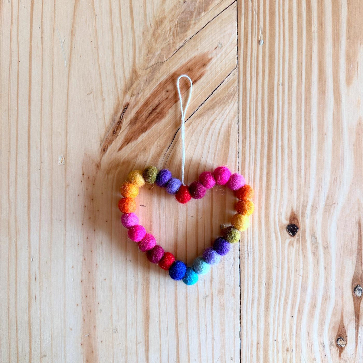 Mini Pom Pom Wreath Ornament – Handmade Wool Felt Holiday Decor