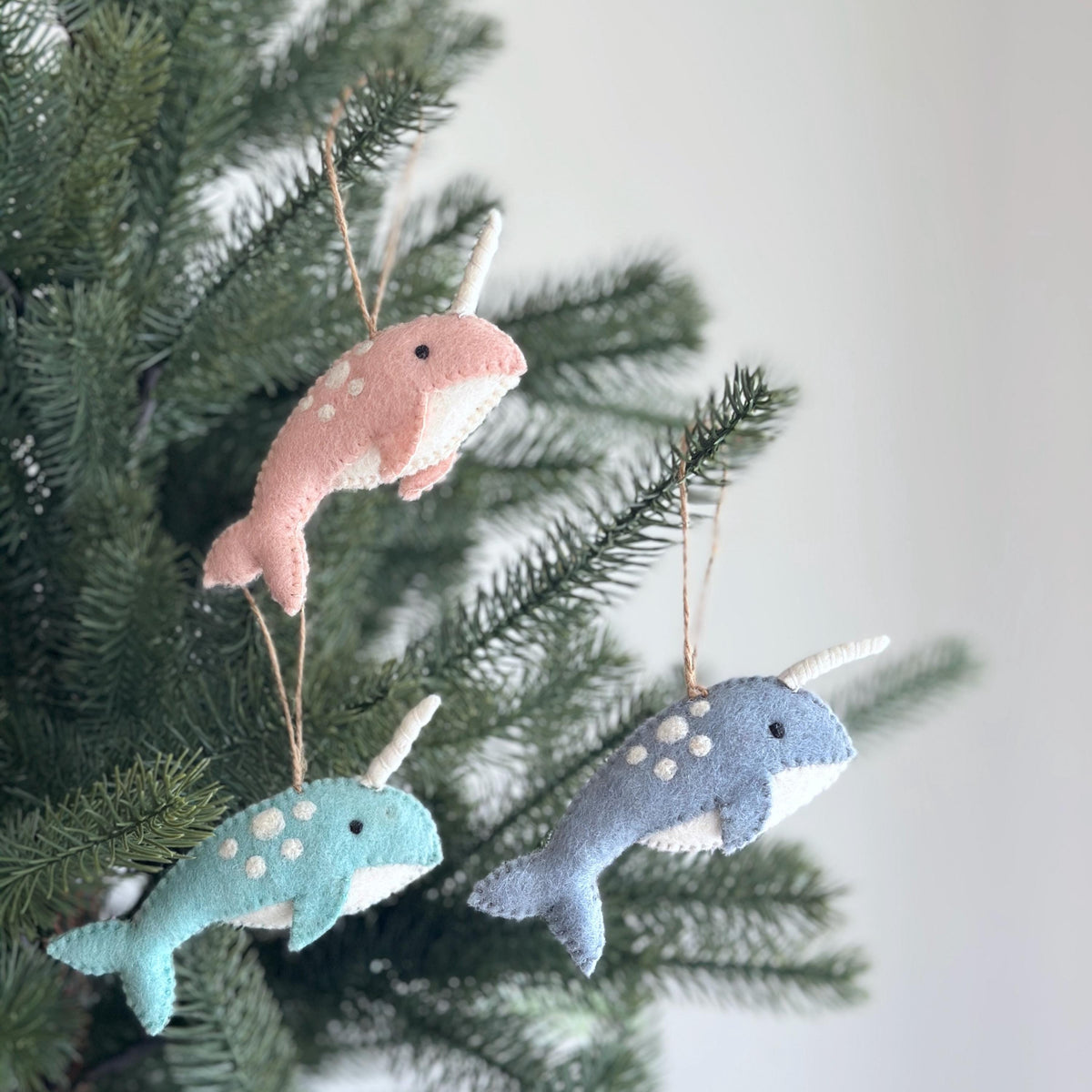 Narwhal Ornament – Handmade Wool Felt Holiday Decor