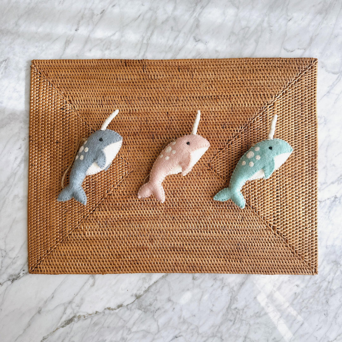 Narwhal Ornament – Handmade Wool Felt Holiday Decor