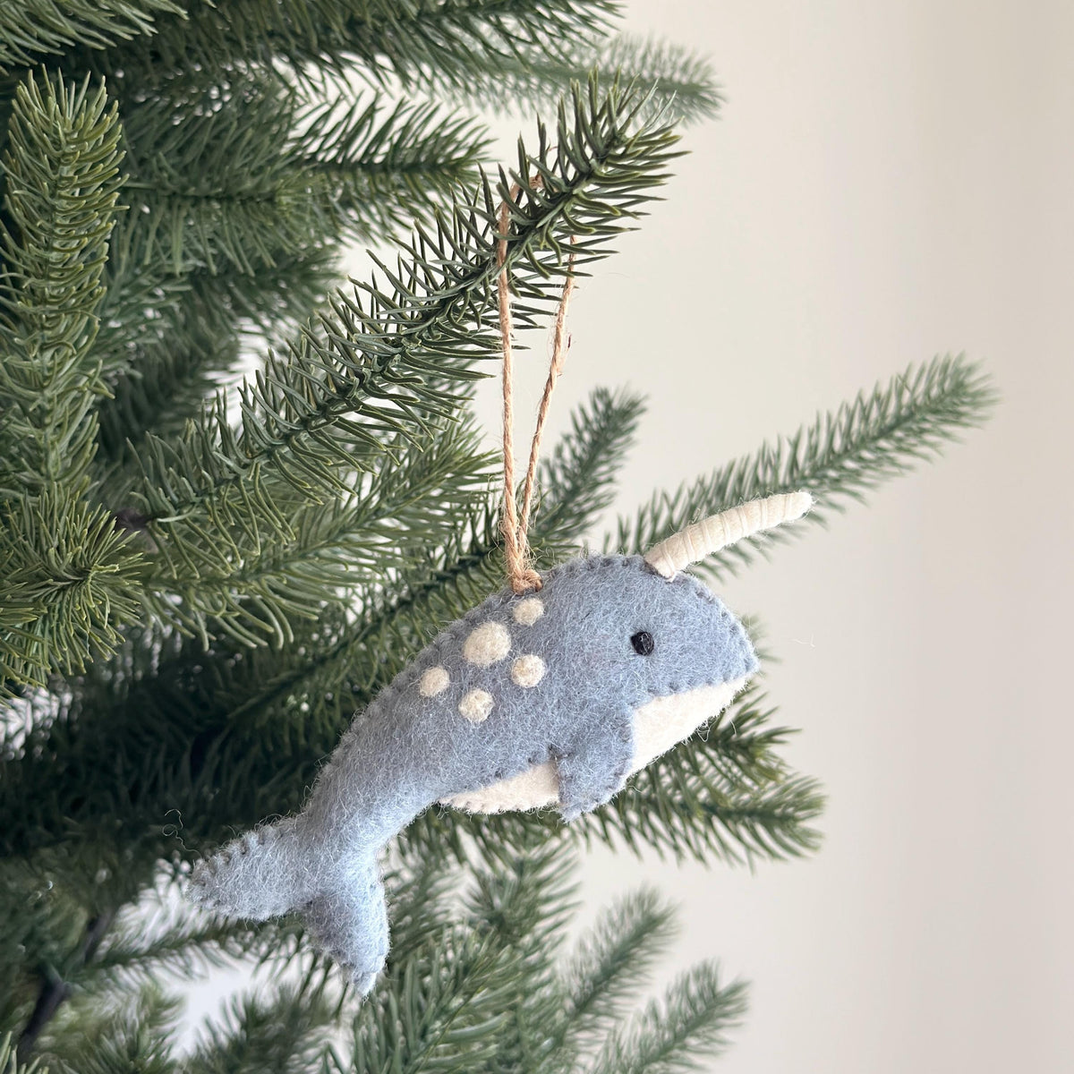 Narwhal Ornament – Handmade Wool Felt Holiday Decor