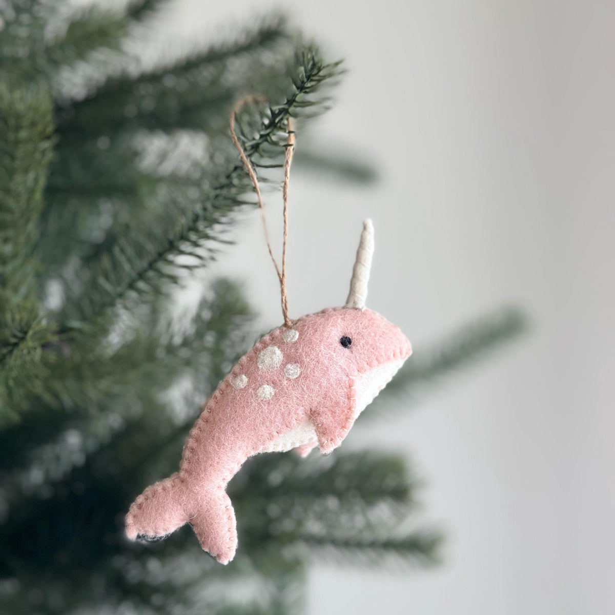 Narwhal Ornament – Handmade Wool Felt Holiday Decor