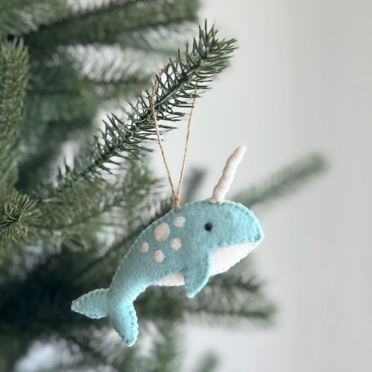 Narwhal Ornament – Handmade Wool Felt Holiday Decor