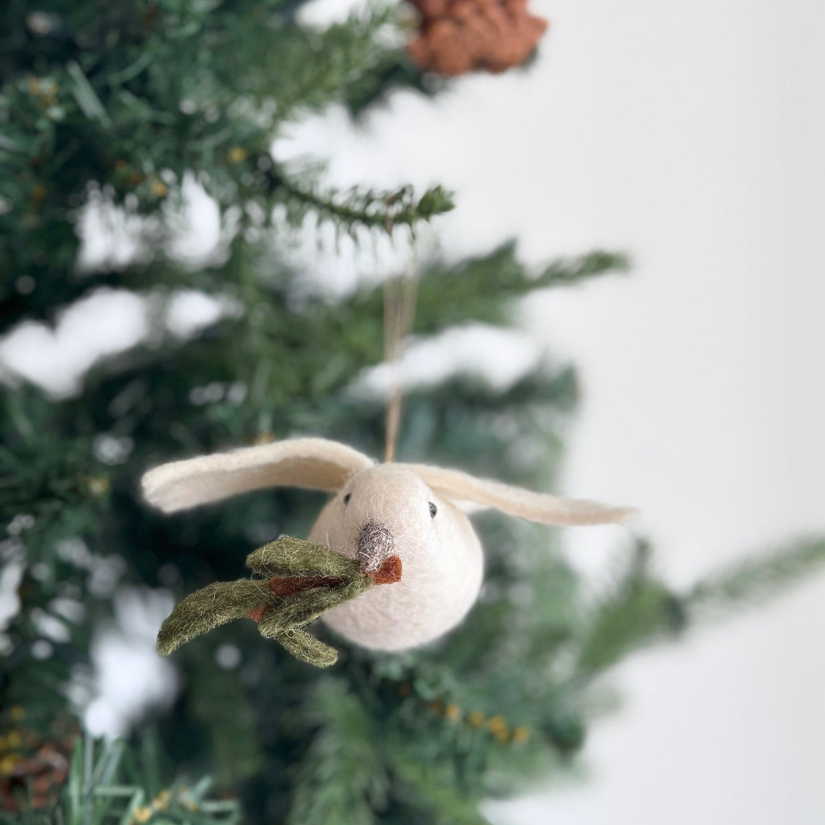 Dove with Olive Twig Ornament – Handmade Wool Felt Holiday Decor