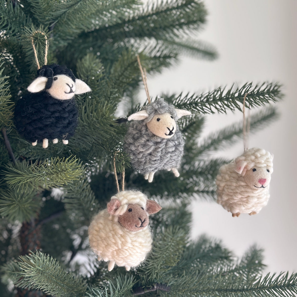 Fluffy Sheep Ornament – Handmade Wool Felt Holiday Decor