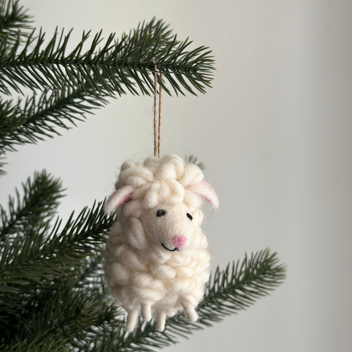 Fluffy Sheep Ornament – Handmade Wool Felt Holiday Decor