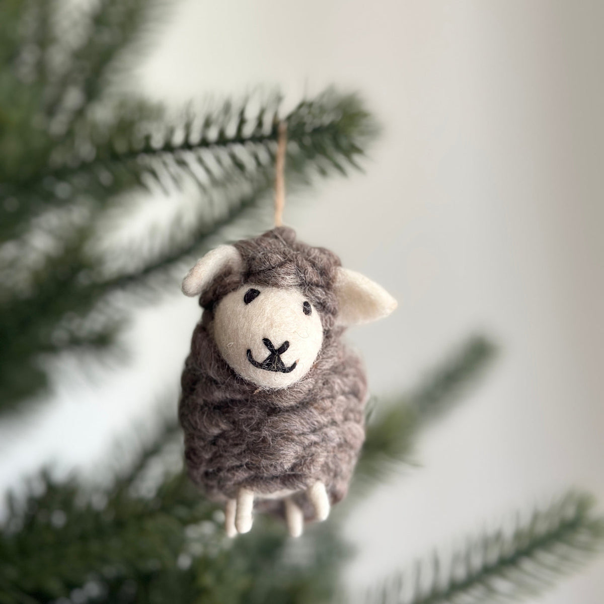 Fluffy Sheep Ornament – Handmade Wool Felt Holiday Decor