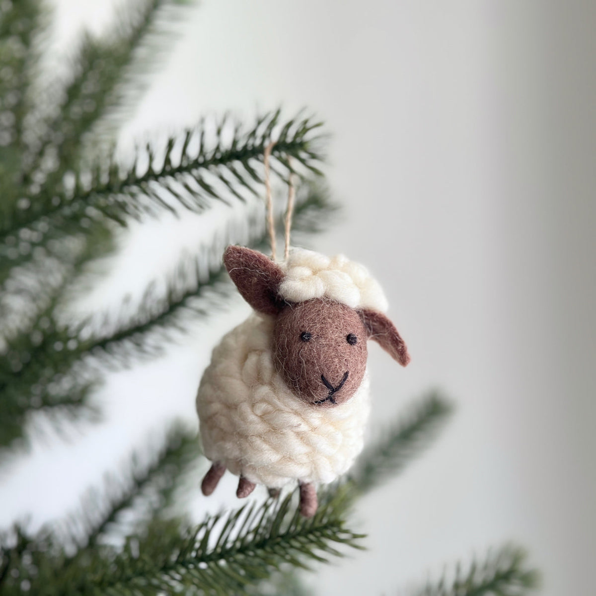 Fluffy Sheep Ornament – Handmade Wool Felt Holiday Decor