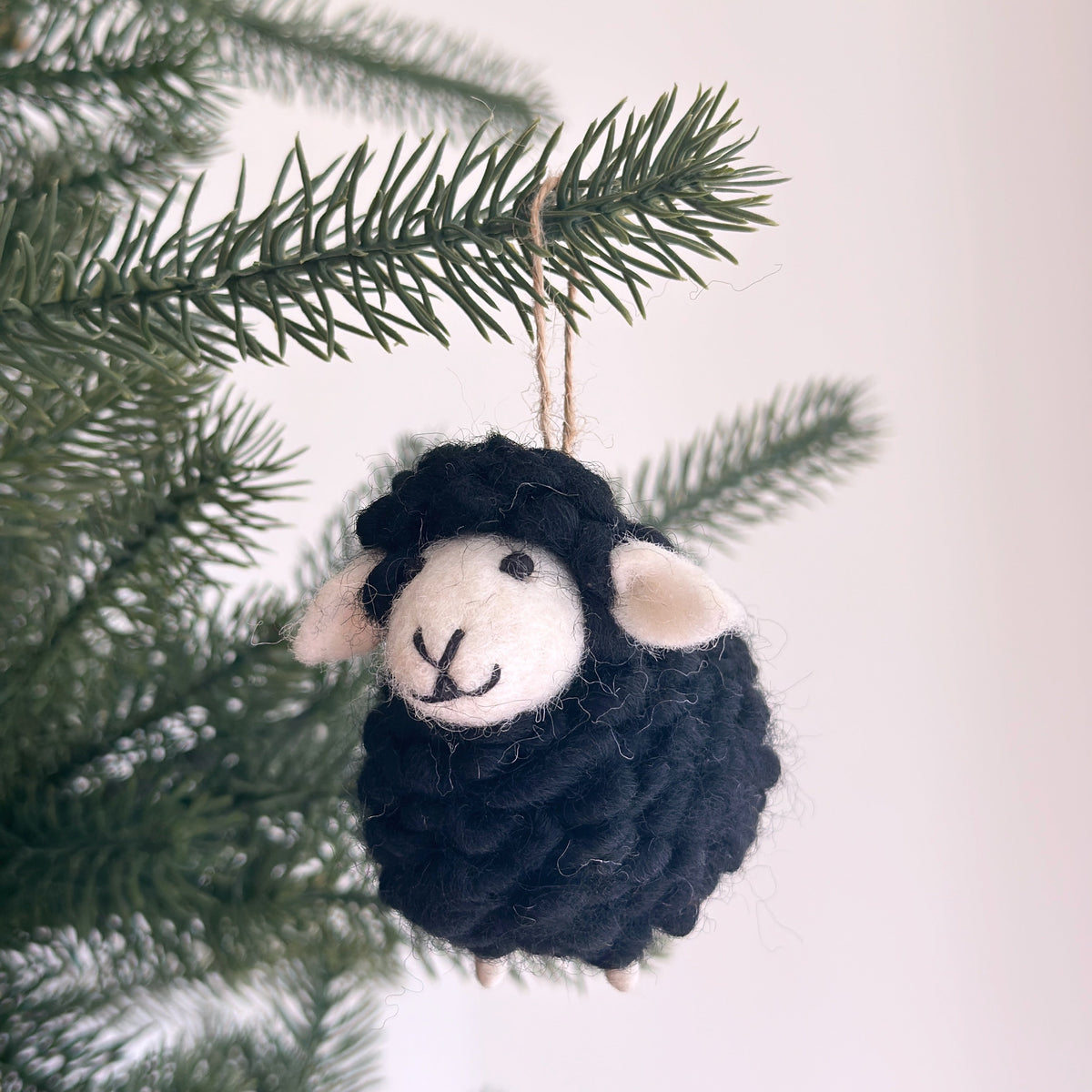 Fluffy Sheep Ornament – Handmade Wool Felt Holiday Decor