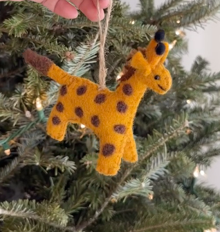 Giraffe Ornament – Handmade Wool Felt Holiday Decor