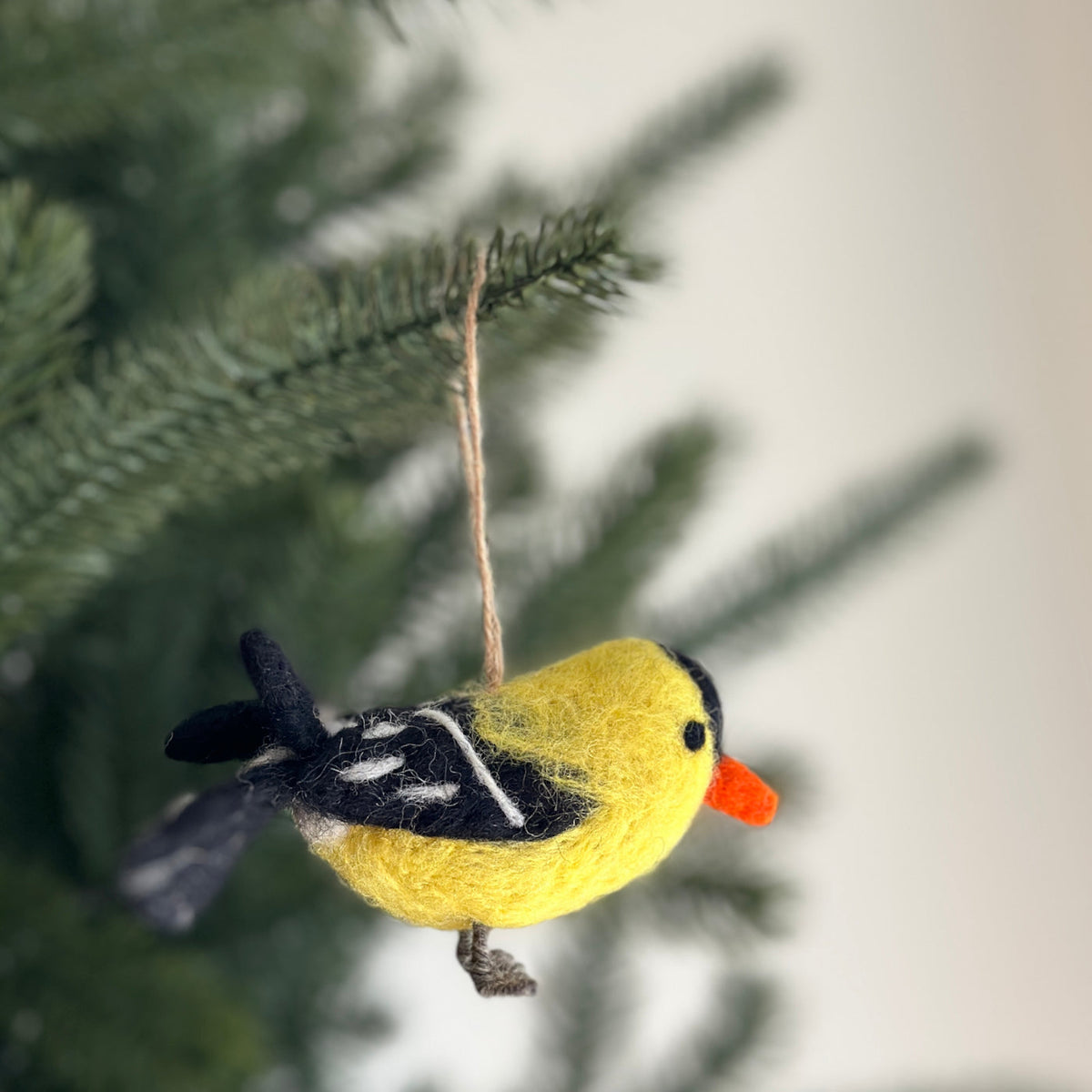 Goldfinch Ornament – Handmade Wool Felt Holiday Decor