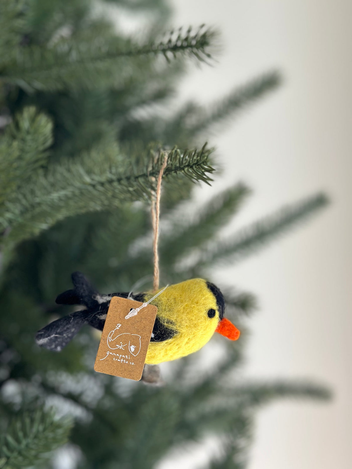 Goldfinch Ornament – Handmade Wool Felt Holiday Decor