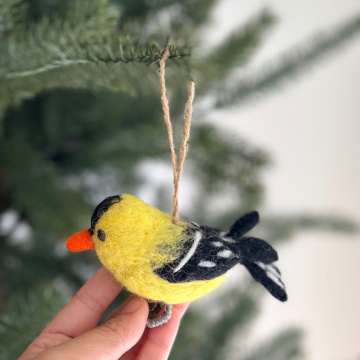 Goldfinch Ornament – Handmade Wool Felt Holiday Decor