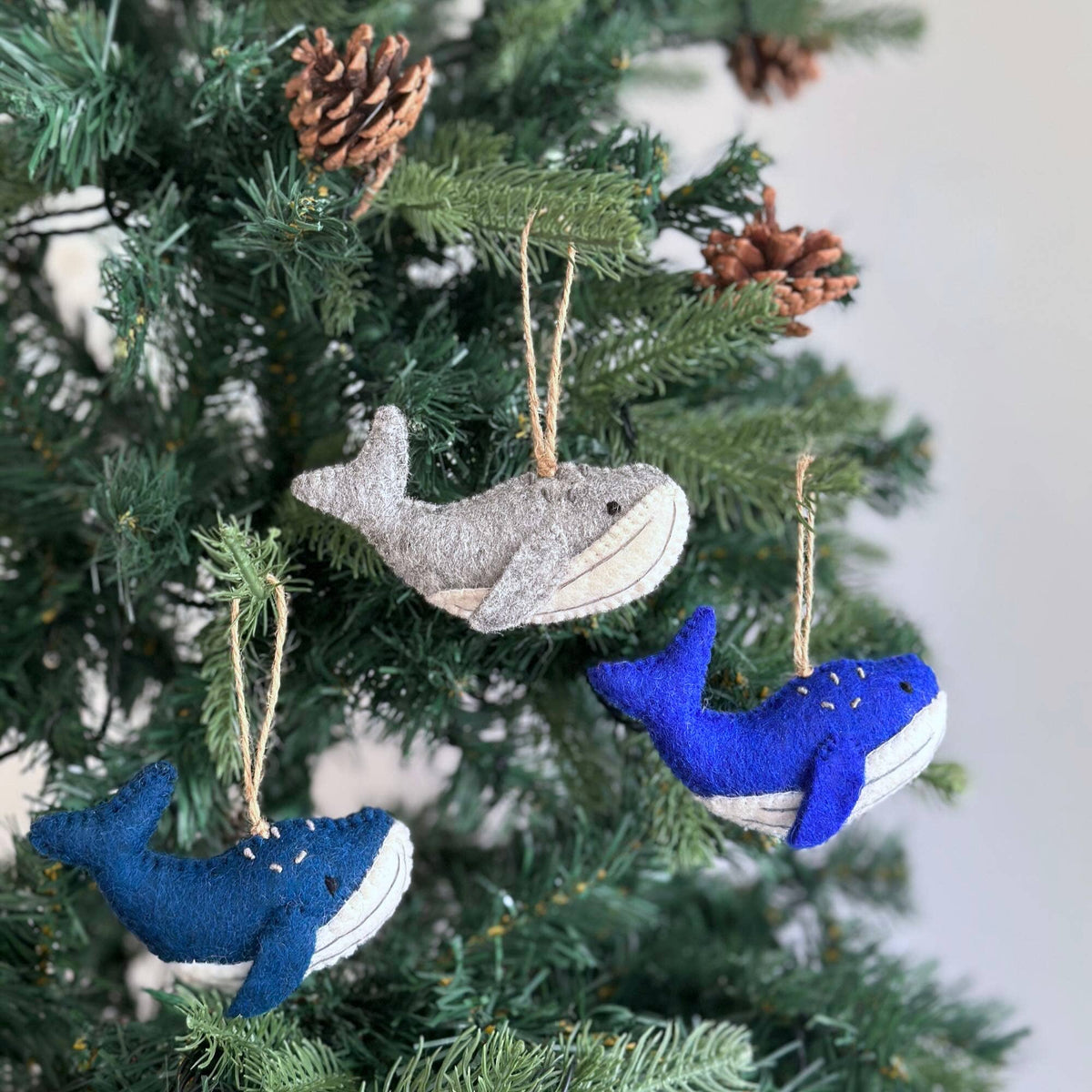 Humpback Whale Ornament – Handmade Wool Felt Holiday Decor