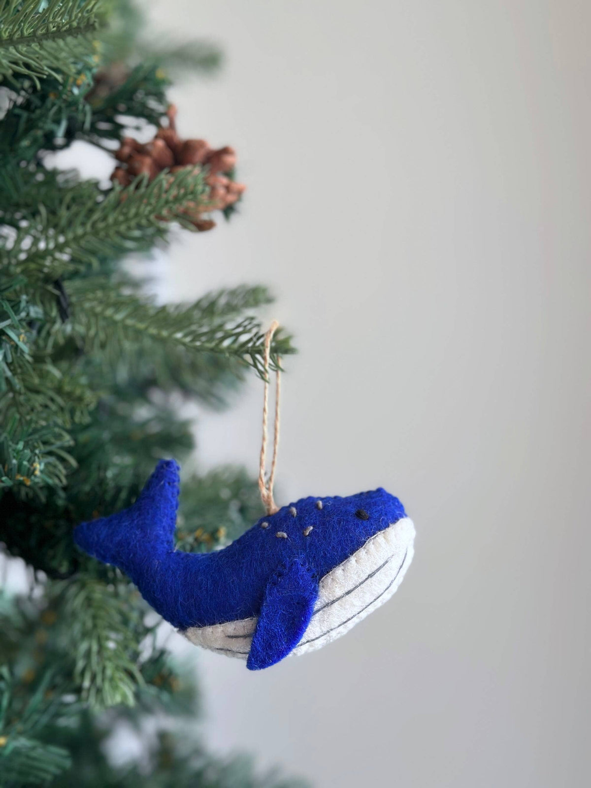 Humpback Whale Ornament – Handmade Wool Felt Holiday Decor