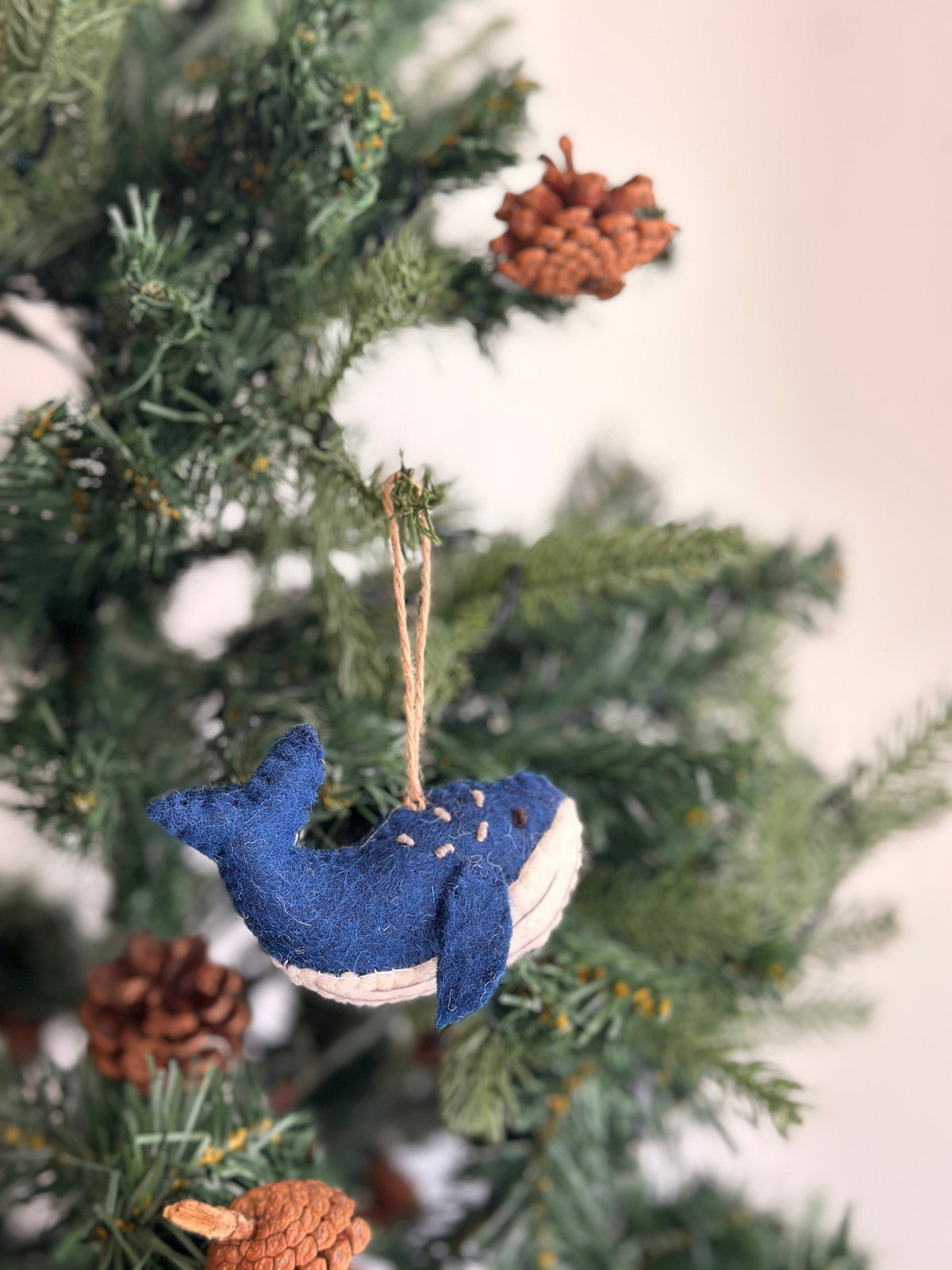 Humpback Whale Ornament – Handmade Wool Felt Holiday Decor