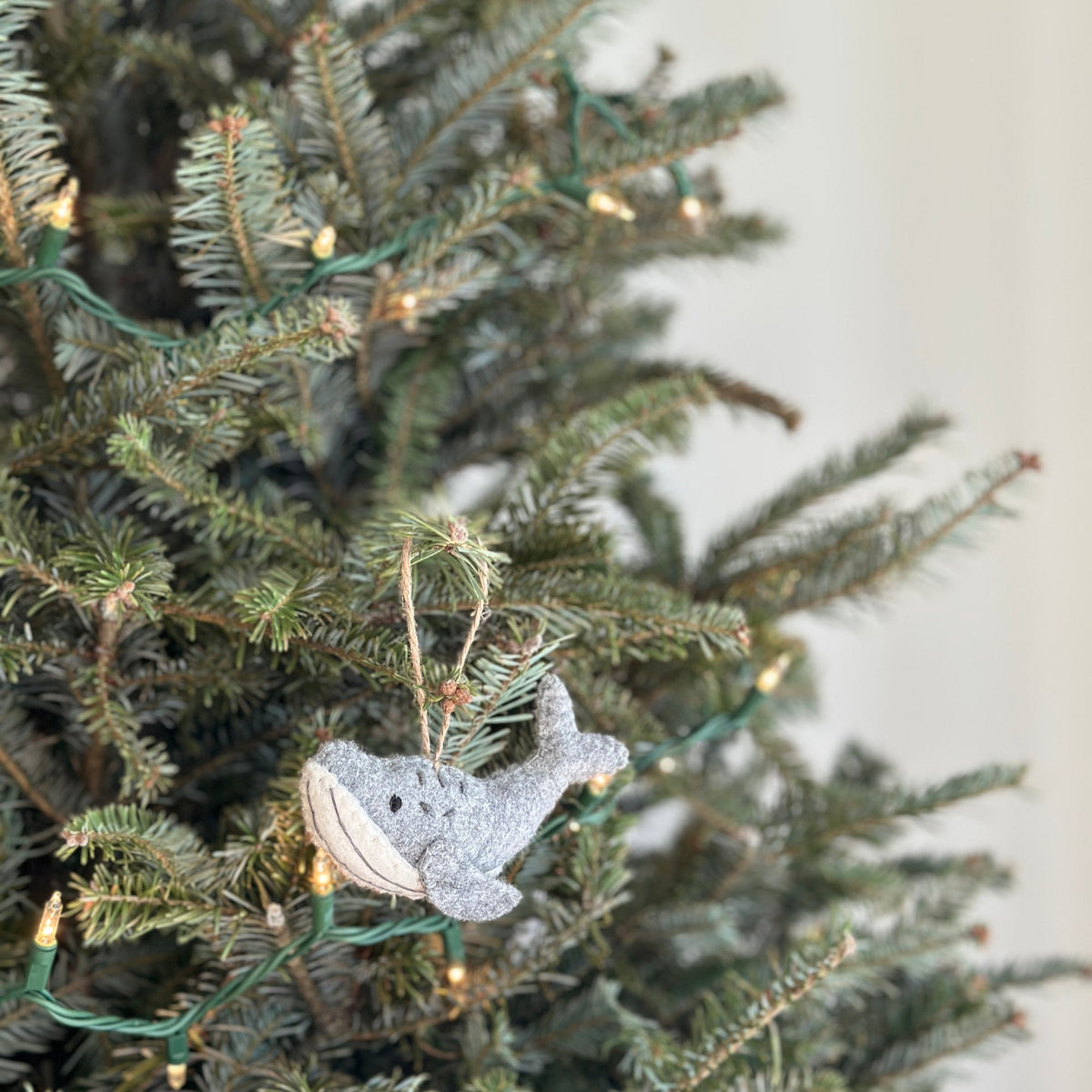 Humpback Whale Ornament – Handmade Wool Felt Holiday Decor