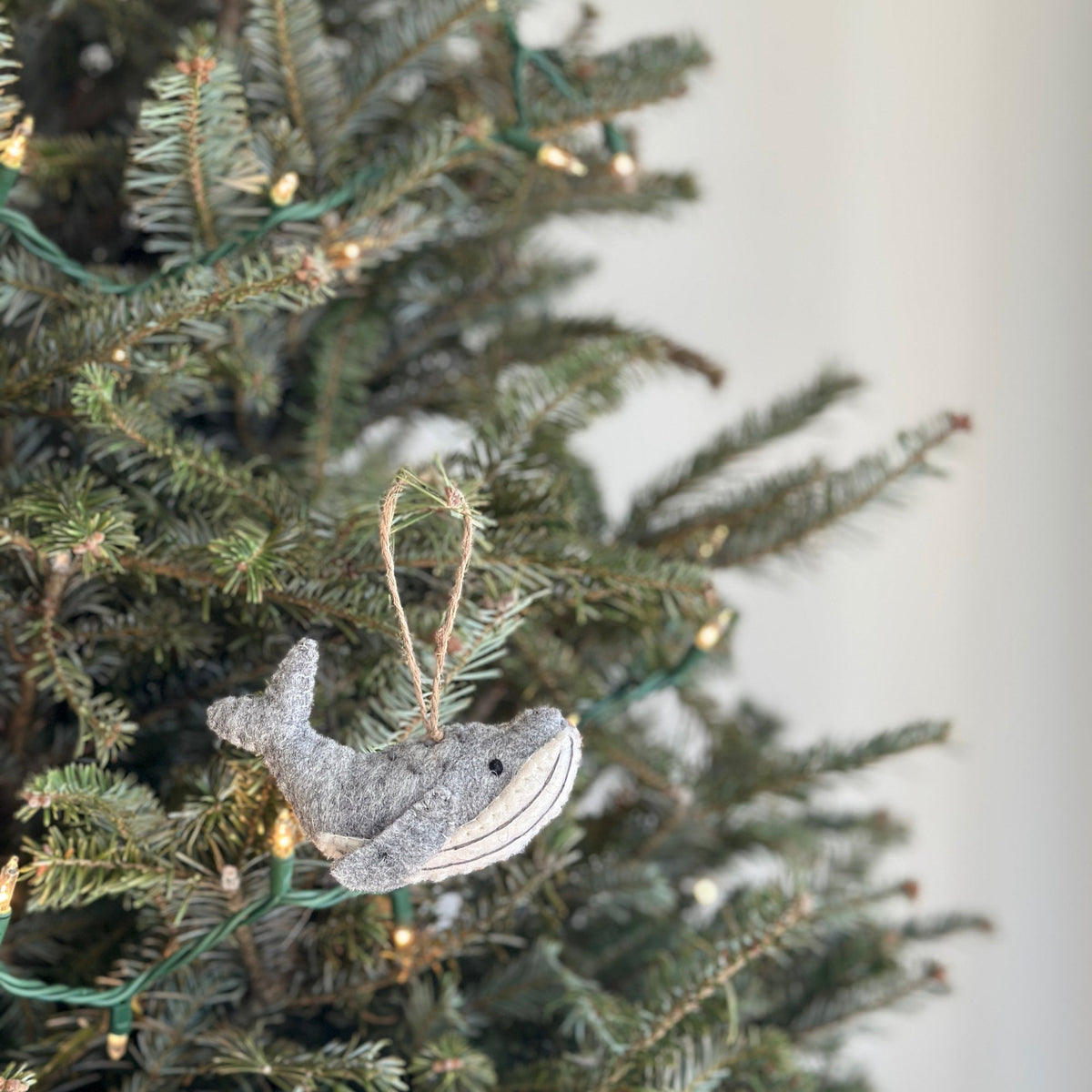 Humpback Whale Ornament – Handmade Wool Felt Holiday Decor